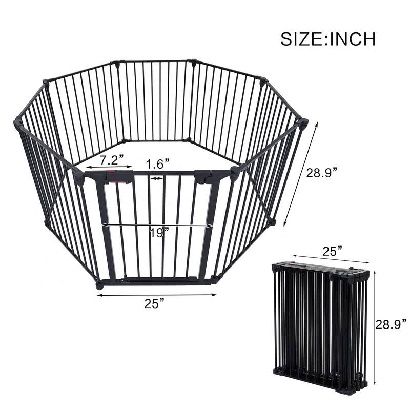 Mieres 200 "Extra Wide Dog Playpen, Collapsible Pet Playpen, Free-Standing Self-Closing Pet Safety Gate, 8-Board Play Fence