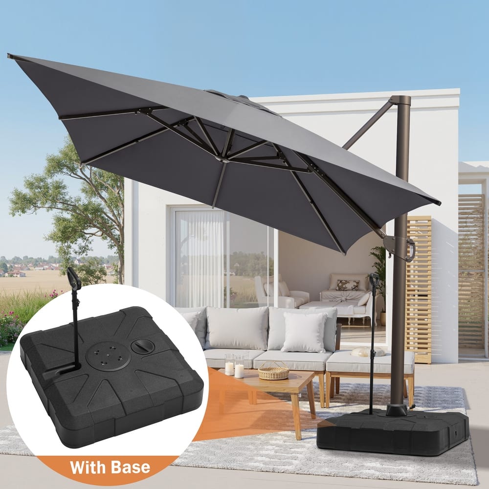 10 X 13FT Outdoor Patio Cantilever Umbrella with Rod Base