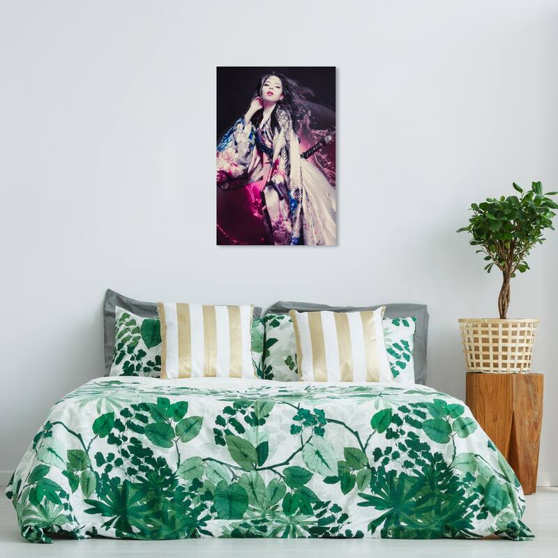 Wynwood Studio Canvas Fashion and Glam Flowered Glam Dress Purple and Dark Purple Glam Wall Art Canvas Print - 36 x 24