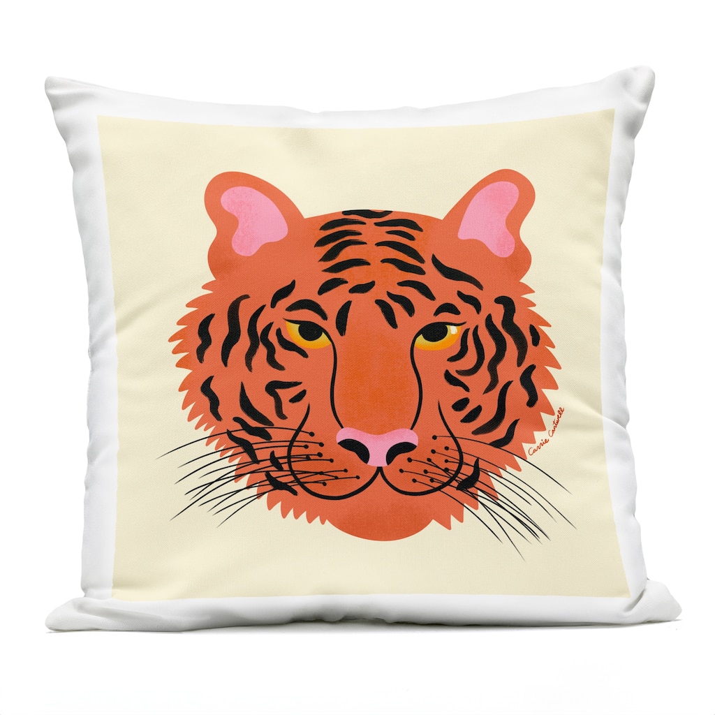 Stupell Modern Wild Tiger Face Printed Outdoor Throw Pillow Design by Carrie Cantwell