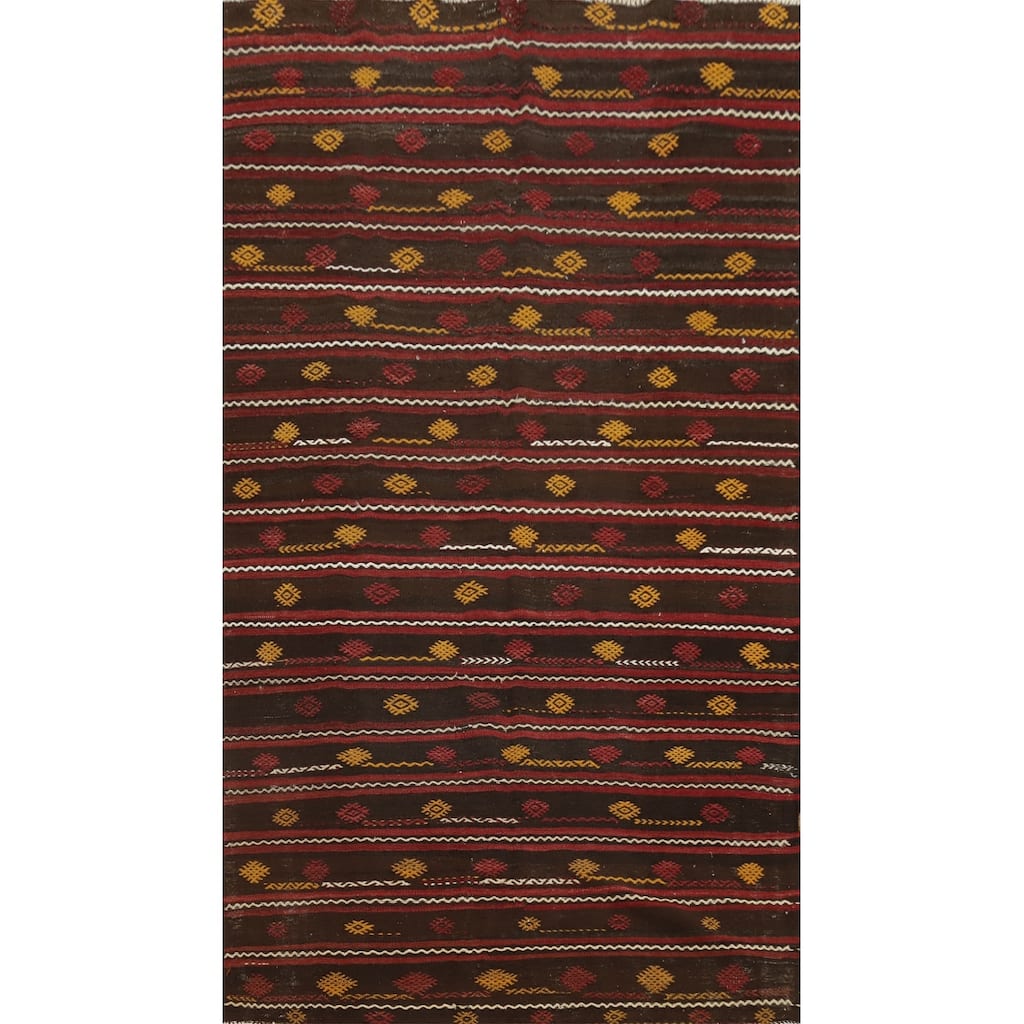 Hand Woven Oriental 100% Wool Carpet Southwestern Tribal Multi-Colored Kilim Area Rug - 10' 0'' X 5' 9''
