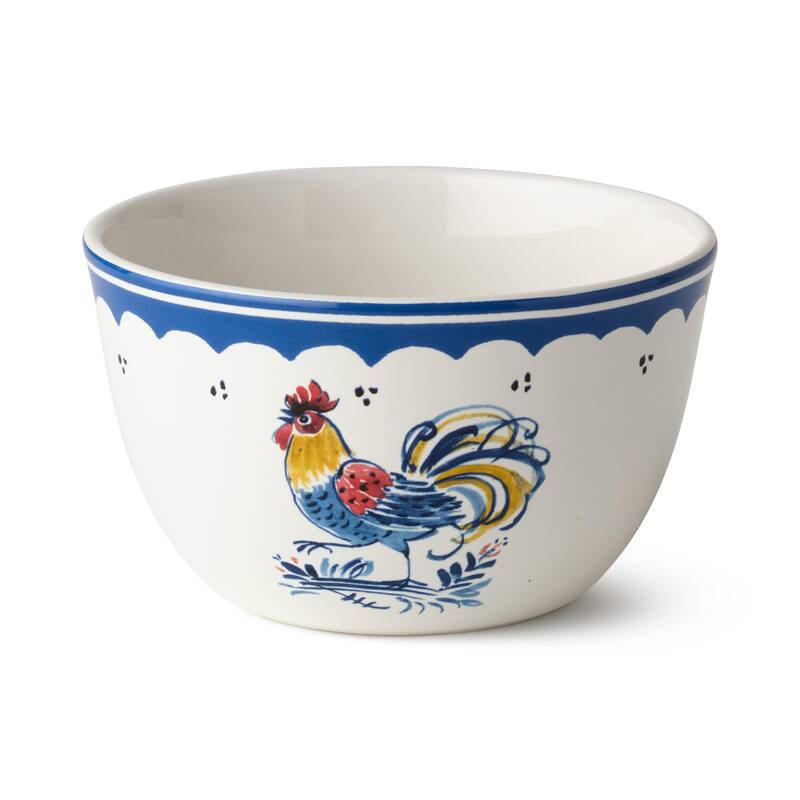 Certified International French Rooster 5.25" Ice Cream/Dessert Bowls, Set of 4 Assorted Designs - 5.25"L x 5.25"W x 3.00"H