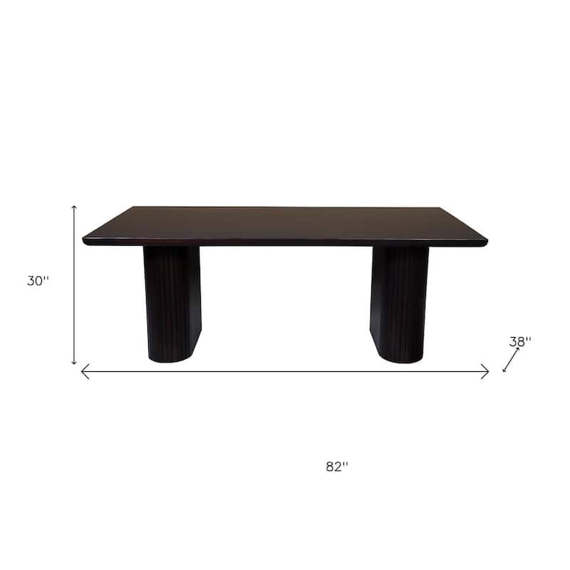 HomeRoots 82" Dark Brown Wood Double Pedestal Base Dining Table - 82.00 in. x 30.00 in. x 38.00 in.