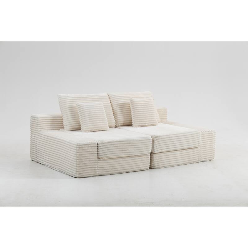 Double Chaise Lounge Sofa, Cloud Plush Sofa Bed, Upholstered Boneless Cloud Sofa Deep Seat, Sleeper Loveseat Chair