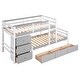 preview thumbnail 5 of 6, Twin Over Twin Low Bunk Bed with Storage Drawers & Ladder, Grey