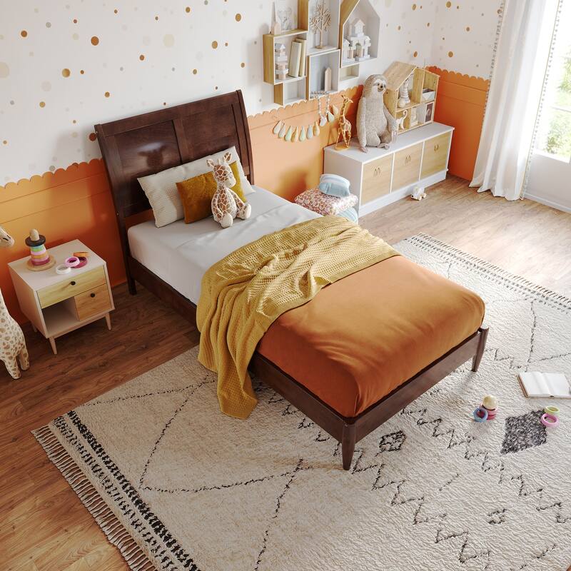 Valencia Solid Wood Low Profile Sleigh Platform Bed