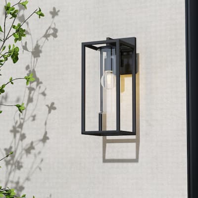 Metal 1-Light Clear Glass Outdoor Wall Sconce Light