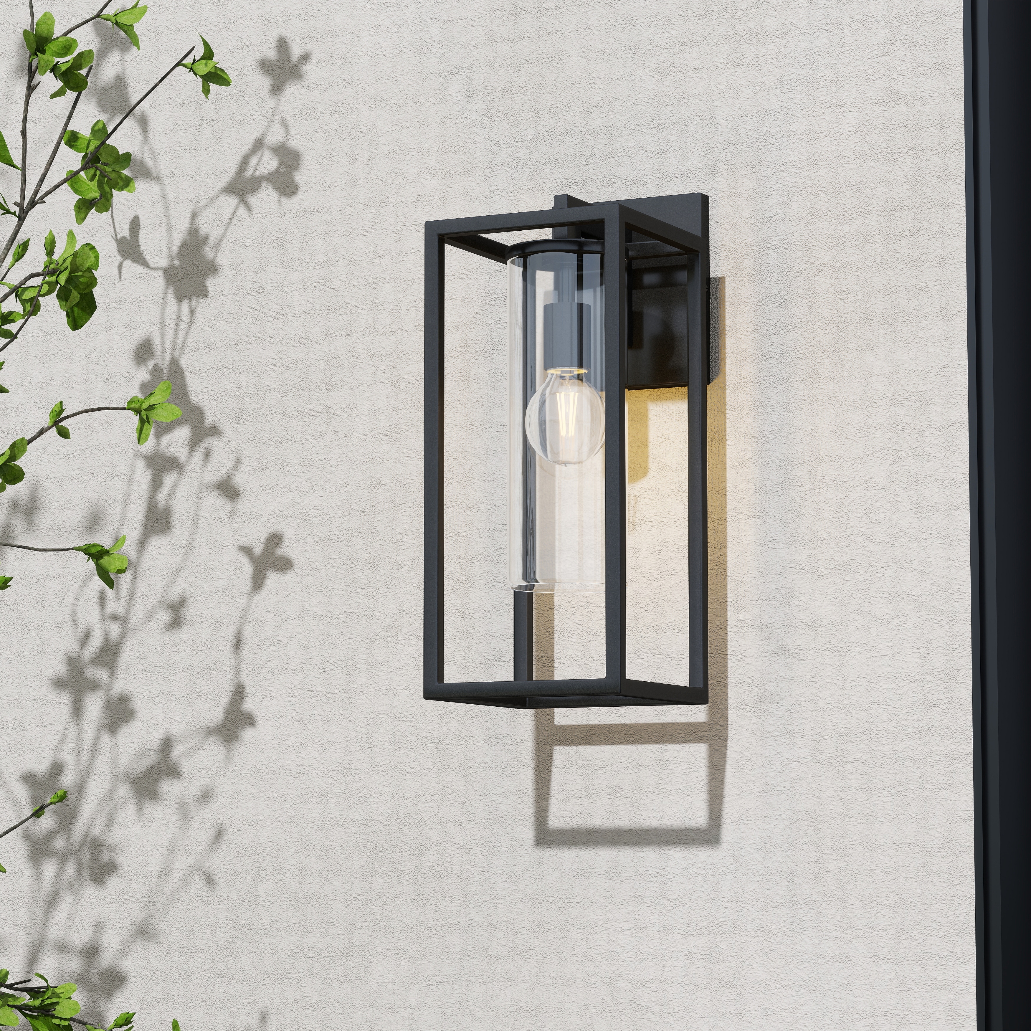 Metal 1-Light Clear Glass Outdoor Wall Sconce Light