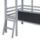 preview thumbnail 16 of 33, Twin Size Loft Bed with Ladder, Slide, Blackboard and Light Strip, Fun House Bed Design Stylish and Easy to Assemble, Grey