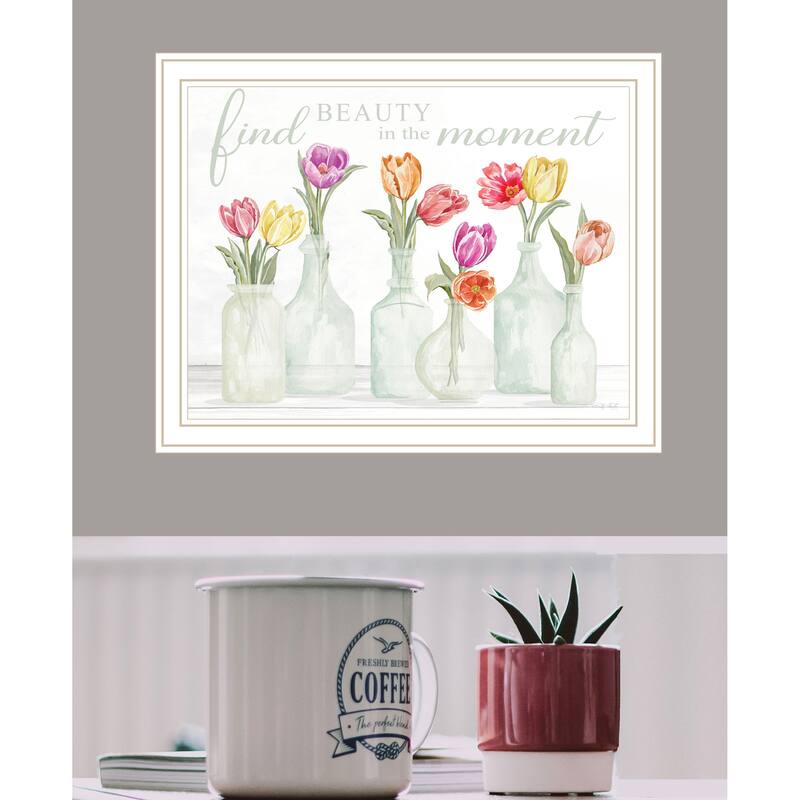 TrendyDecor4U Contemporary "FIND BEAUTY IN THE MOMENT" Framed Print Wall Art