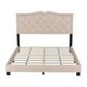 preview thumbnail 18 of 40, Elegant Velvet Queen Bed with Tufted Headboard and Rivet Trim