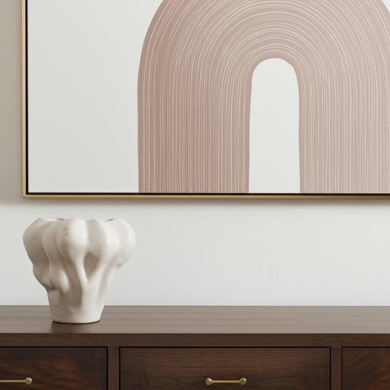 12" Cream Abstract Sculptural Ceramic Table Vase - 11.81 - Cream - 11.81
