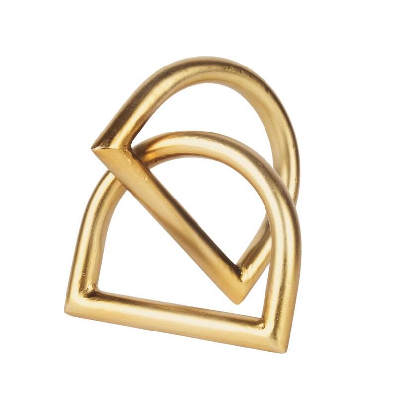 HomeRoots 5" Gold Iron Abstract Tabletop Sculpture - 5.12 in. x 5.31 in. x 4.72 in.