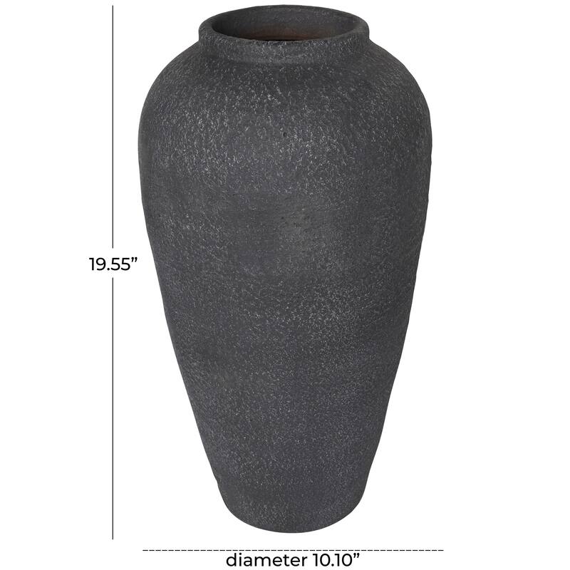 Black Ceramic Whitewashed Textured Vase