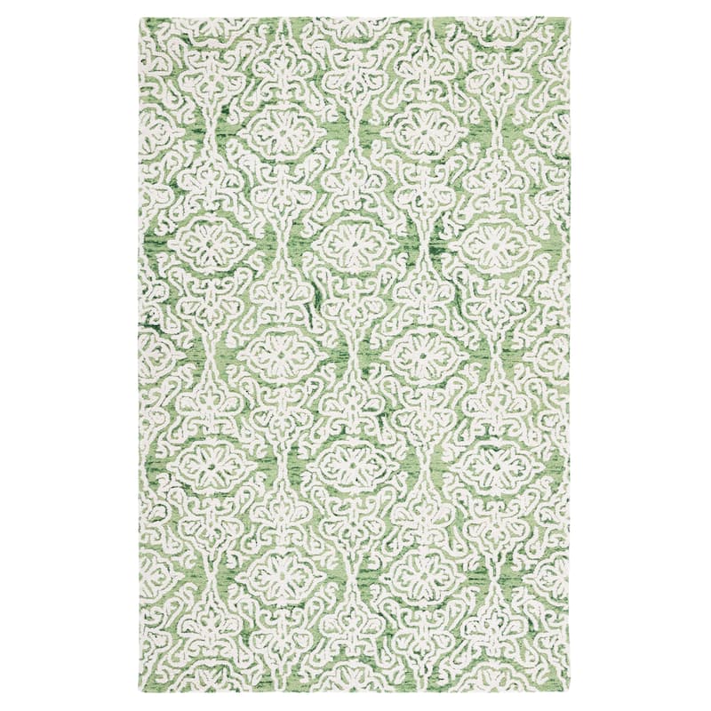 SAFAVIEH Handmade Blossom Cateluta Modern Floral Wool Rug - 2' x 3' - Green/Ivory