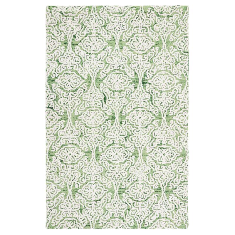 SAFAVIEH Handmade Blossom Mahalia Modern Floral Wool Rug - 6' x 9' - Green/Ivory