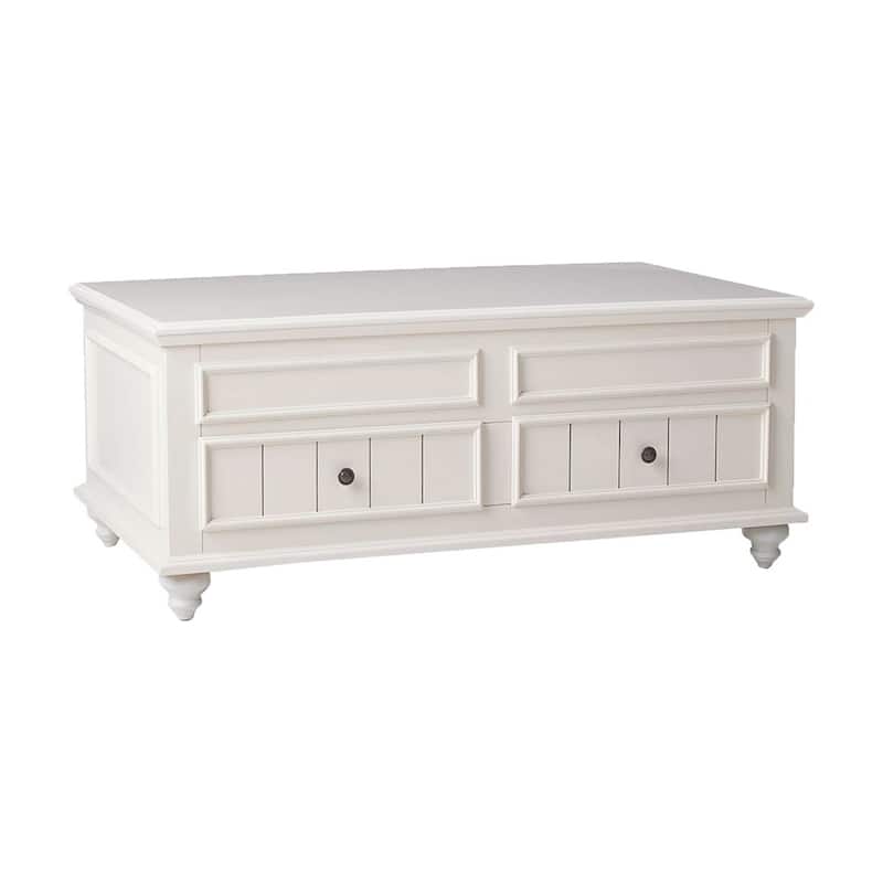 Wooden Coffee Table with Lift Top in White Washed