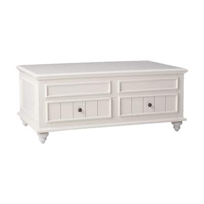 Wooden Coffee Table with Lift Top in White Washed