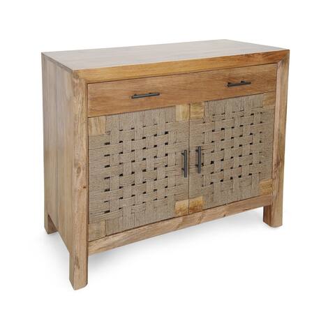 Somette Augustine Brown & Jute Two Door One Drawer Cabinet