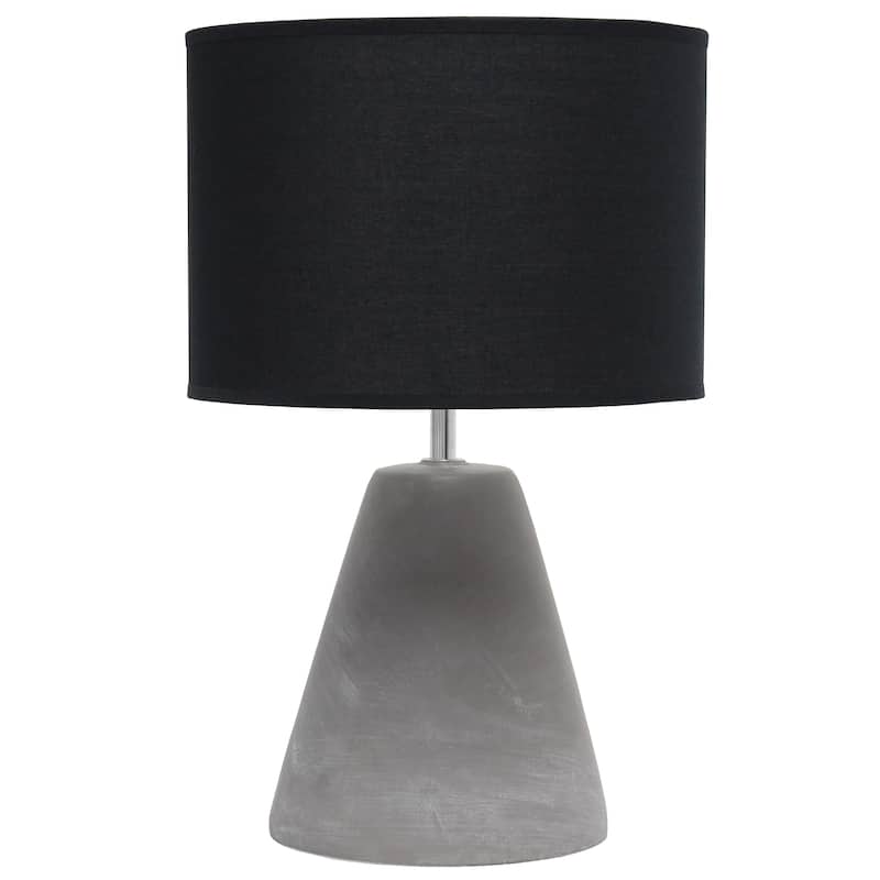 14.37" Organic Modern Tapered Concrete Table Lamp, For Living Room, Entryway, Bedroom, Stylish Accent Lighting, Black Shade - BK