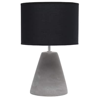 14.37" Organic Modern Tapered Concrete Table Lamp, For Living Room, Entryway, Bedroom, Stylish Accent Lighting, Black Shade