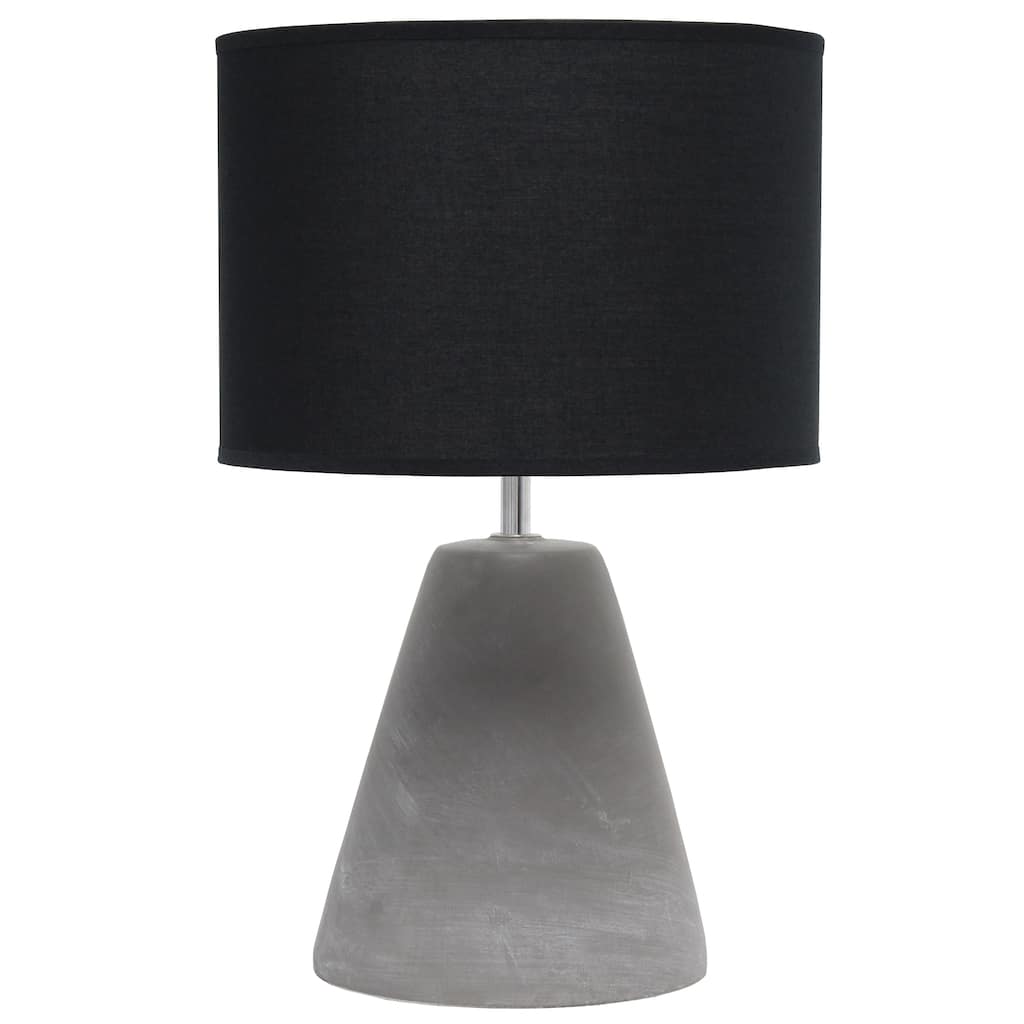 14.37" Organic Modern Tapered Concrete Table Lamp, For Living Room, Entryway, Bedroom, Stylish Accent Lighting, Black Shade