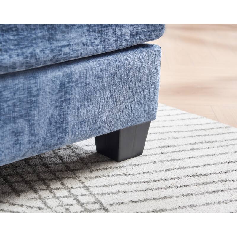 120.1" Chenille L-Shaped Sectional Sofa with Ottoman