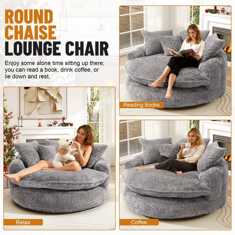 Rossetta Oversized Round Polyester Foam Chair with Pillows