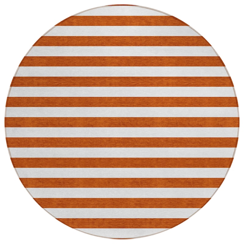 Machine Washable Indoor/ Outdoor Cabana Striped Chantille Rug
