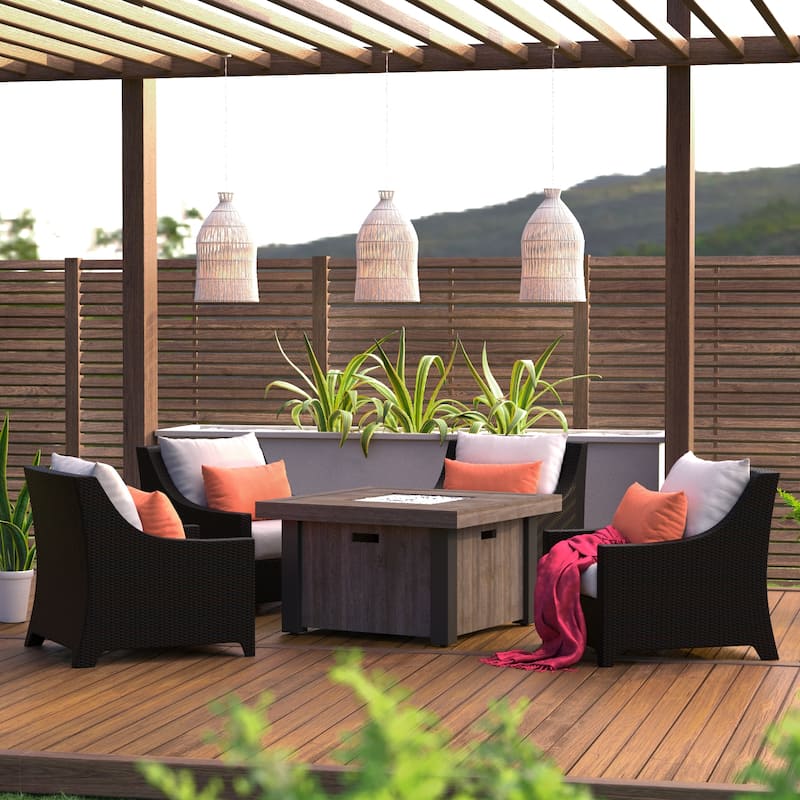 Deco 5 Piece Sunbrella Outdoor Patio Fire Chat Set