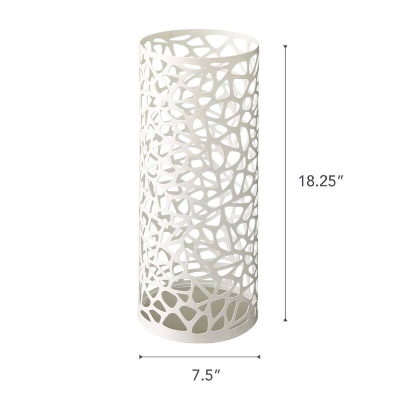 Yamazaki Home Umbrella Stand - Two Styles, Steel, Round, Holds up to 6 umbrellas - L 7.48 x W 7.48 x H 18.31 inches