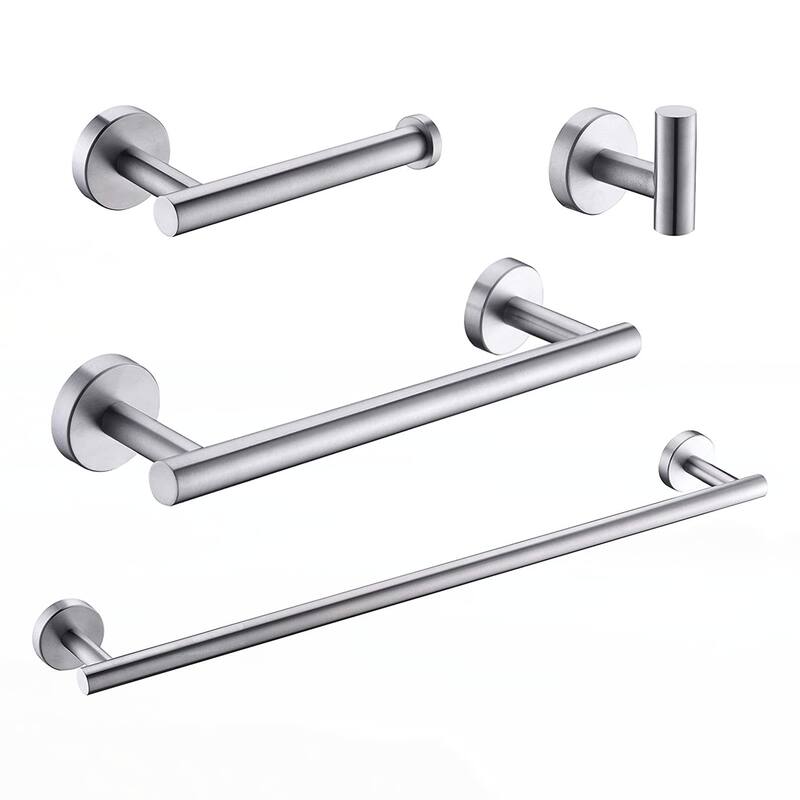 4-Pieces Brushed Nickle Bathroom Accessories Set