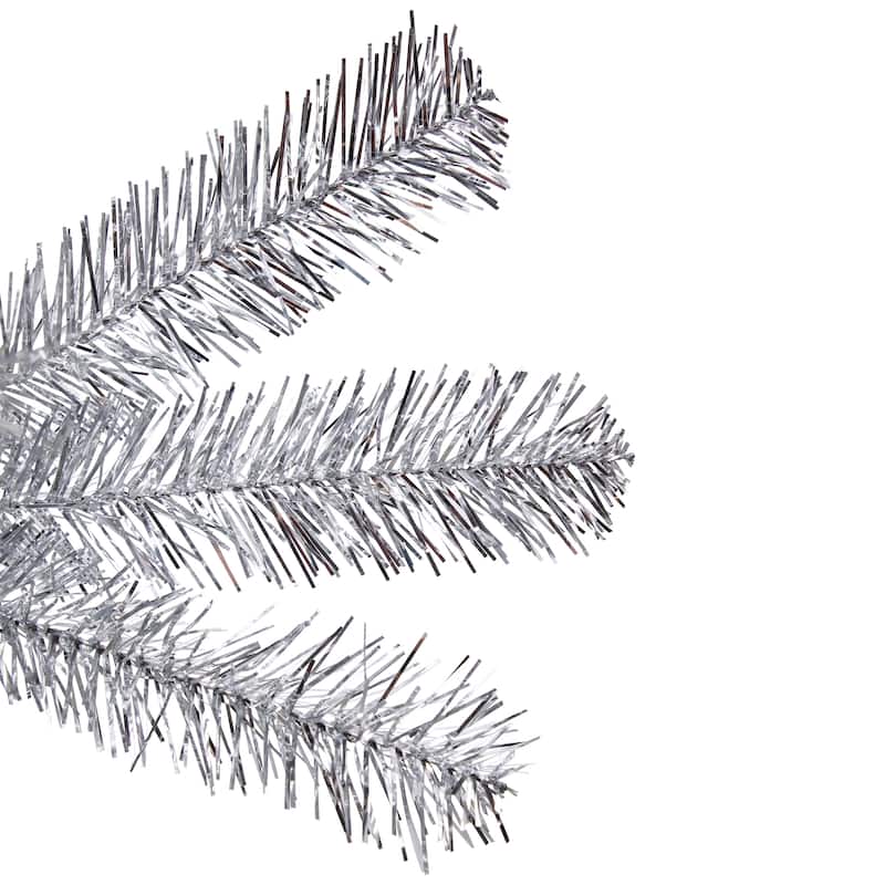 Artificial Tinsel Christmas Tree - 3' - Silver - Unlit - 3 Foot