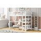 preview thumbnail 4 of 6, White Solid Wood Loft Bed with Integrated Desk, Storage Shelves, Stable Guardrails