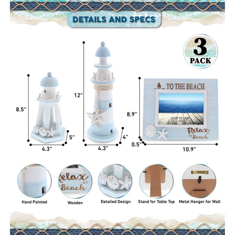 CoTa Global Blue Lagoon Nautical Collection Handmade - 3 Pieces