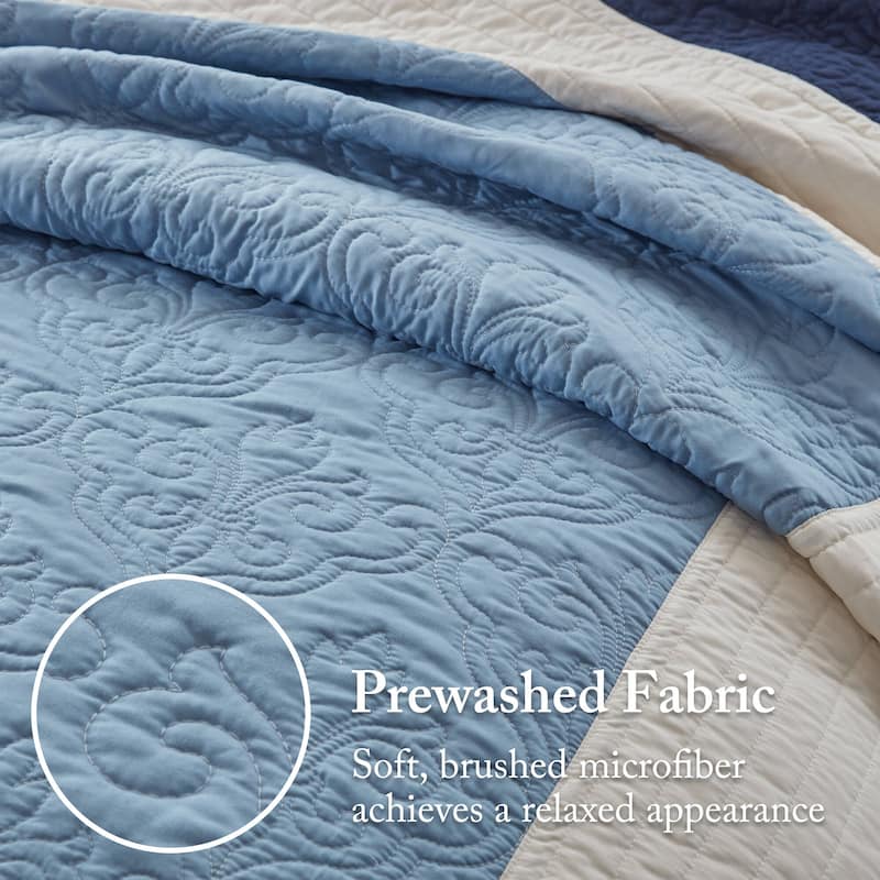 Madison Park Attingham 7 Piece Quilt Set with Euro Shams and Throw Pillows