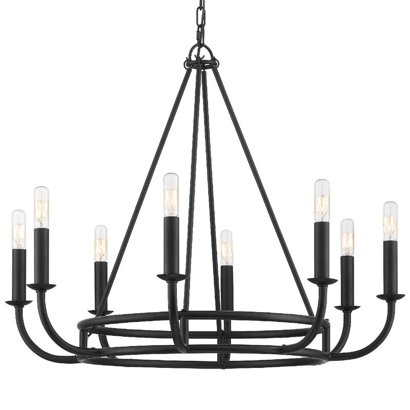 Bailey 8 Light Matte Black Chandelier - 28'' W x 22'' H - 28'' W x 22'' H