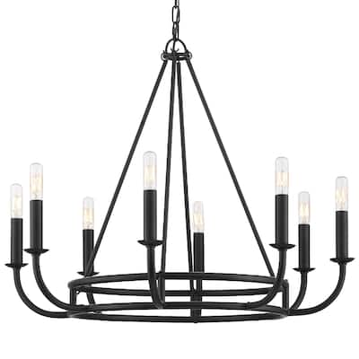 Bailey 8 Light Matte Black Chandelier - 28'' W x 22'' H