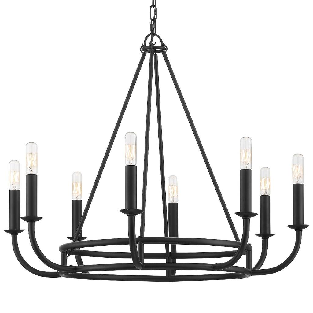 Bailey 8 Light Matte Black Chandelier - 28'' W x 22'' H