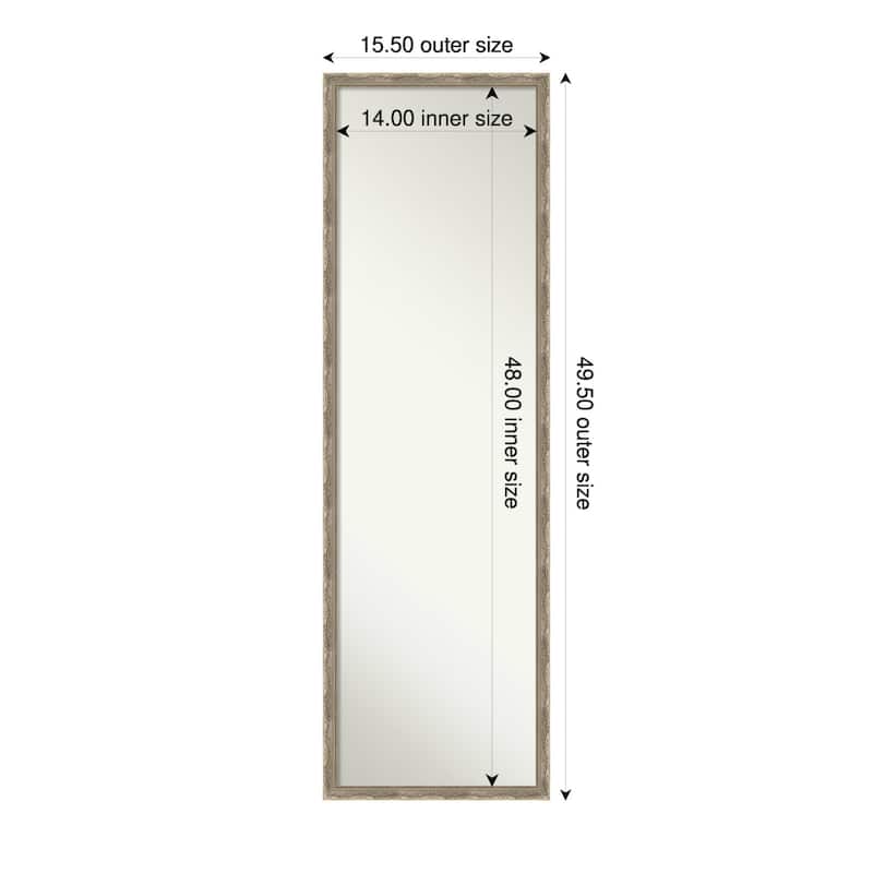 Mila Non-Beveled Wood Framed Full-Length On the Door Mirror - 16 x 50 in - Mila Dark Silver