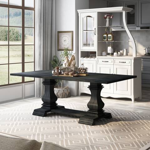 Copper Grove Vinkovci Traditional Antique Black 84-inch Dining Table