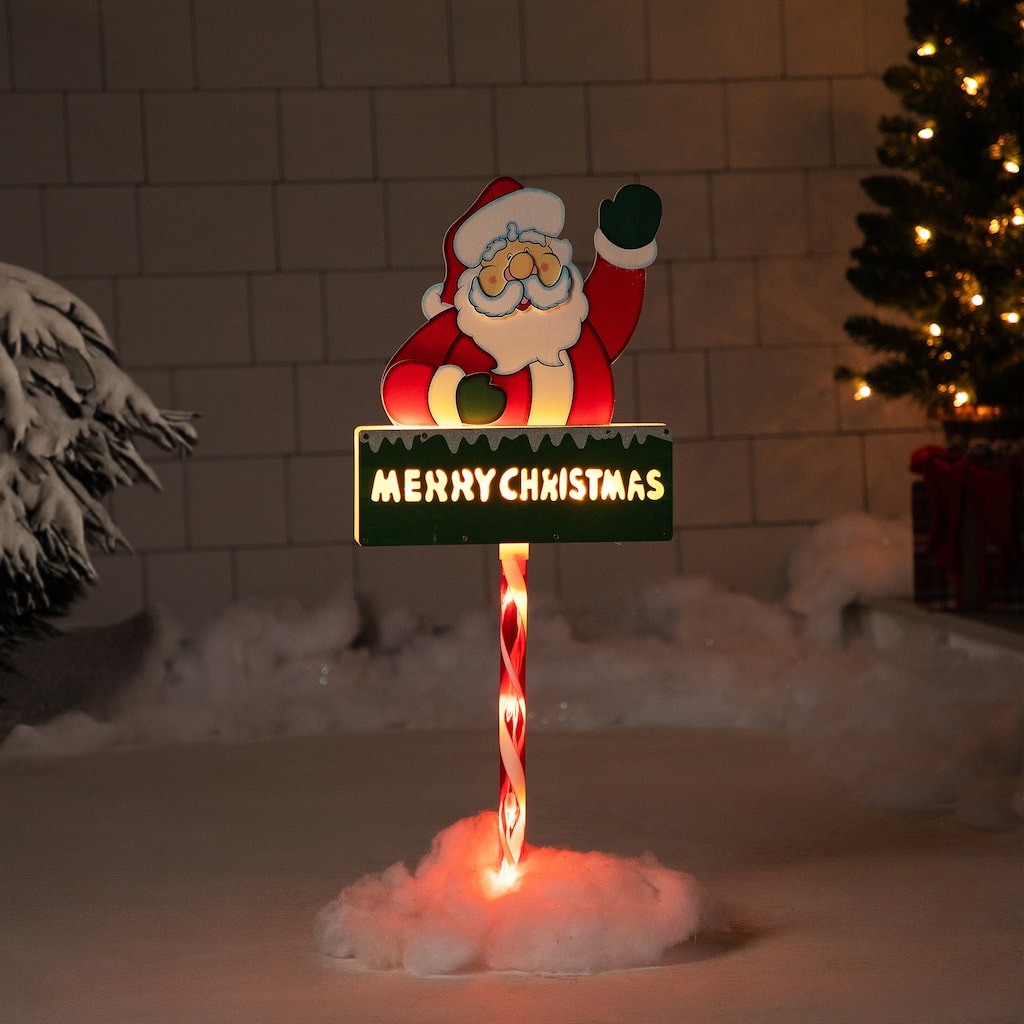 28" Lighted Santa Claus 'Merry Christmas' Lawn Stake - Clear Lights