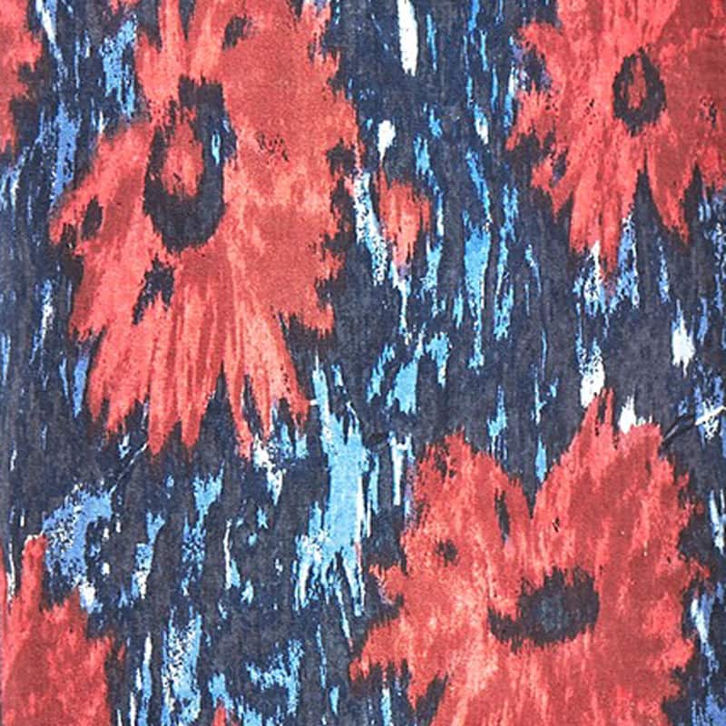 Weekend Dahlia Bright Red Floral All Over Print Cotton Machine Washable Table Runner, 72" x 14.5"-in.