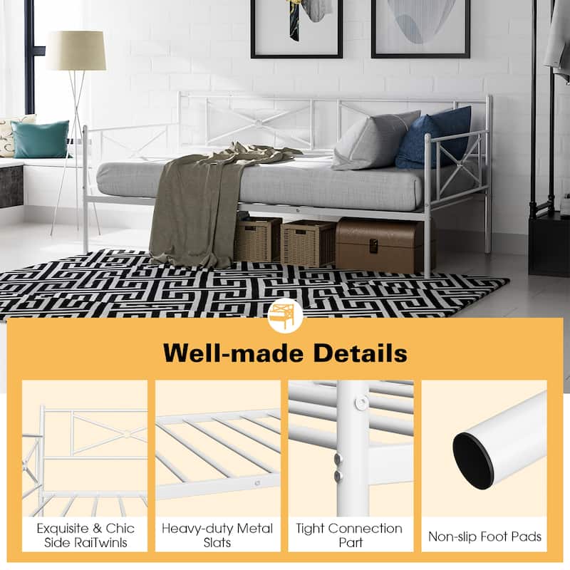Costway Metal Daybed Frame Twin Size Slat Support Mattress Foundation