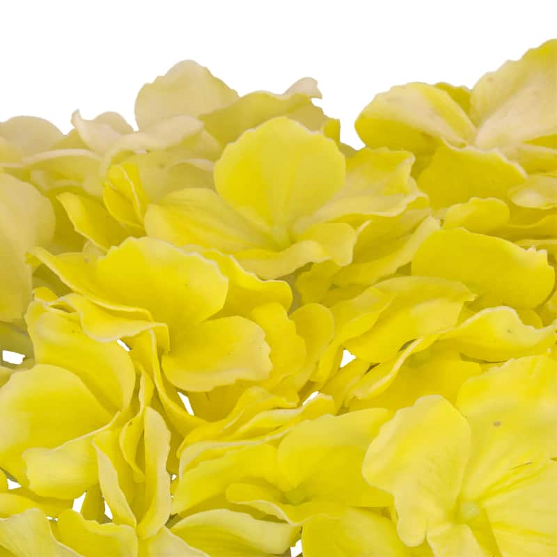 National Tree Company 8 in. Yellow Hydrangea Bouquet in Glass Vase
