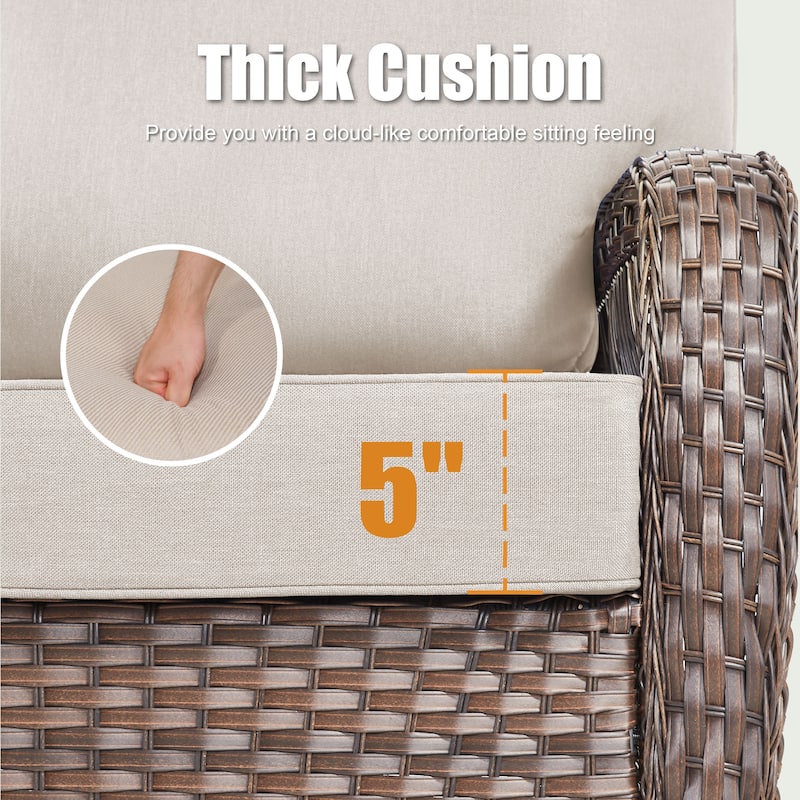 Pocassy Outdoor Fire Pit Table with Swivel Chair Sofa Ottoman Set.