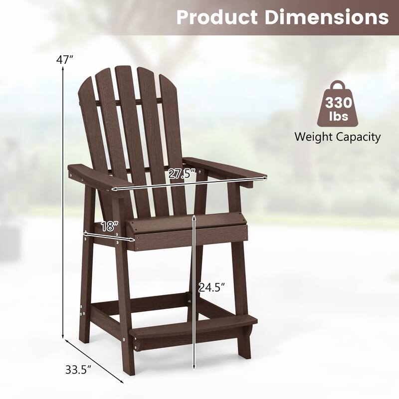 Gymax Tall Bar Stool HDPE Chair w/ Armrest Footrest Home Indoor
