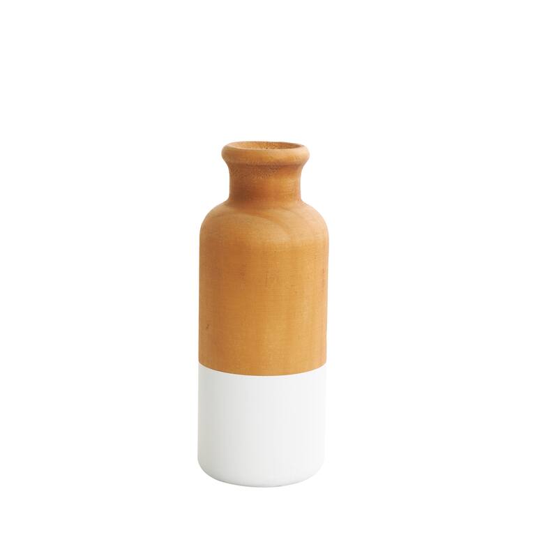 Brown Wood Colorblock Vase with White or Black Bases (Set of 3)