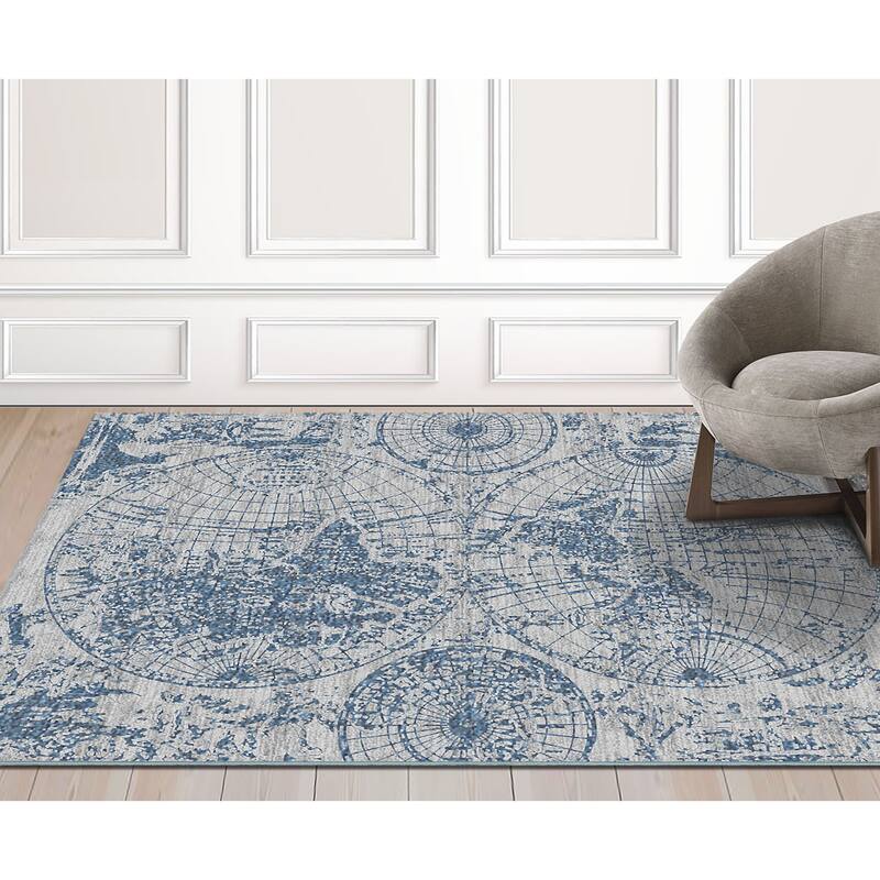 Modern Abstract Map Oriental Polypropylene Area Rug