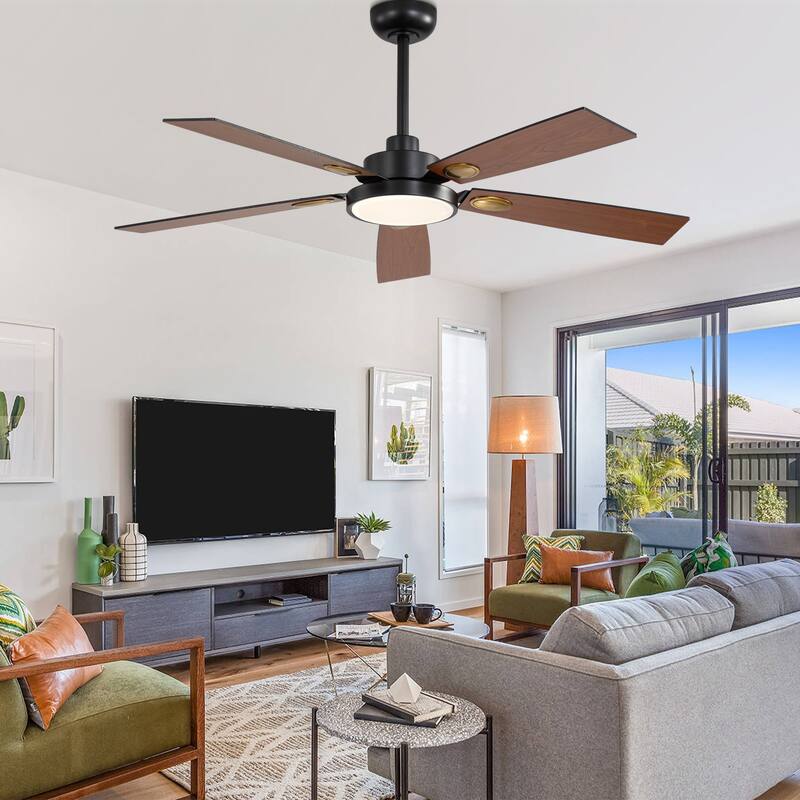 Cusp Barn 52" Black Modern Ceiling Fan with Lights and Remote, Farmhouse Indoor 5-Blade Quiet DC Motor Ceiling Fan for Bedroom